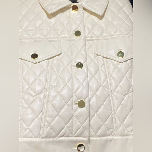 Alice + Olivia Chloe Quilted Faux Leather Jacket szie L - Picture 11 of 14